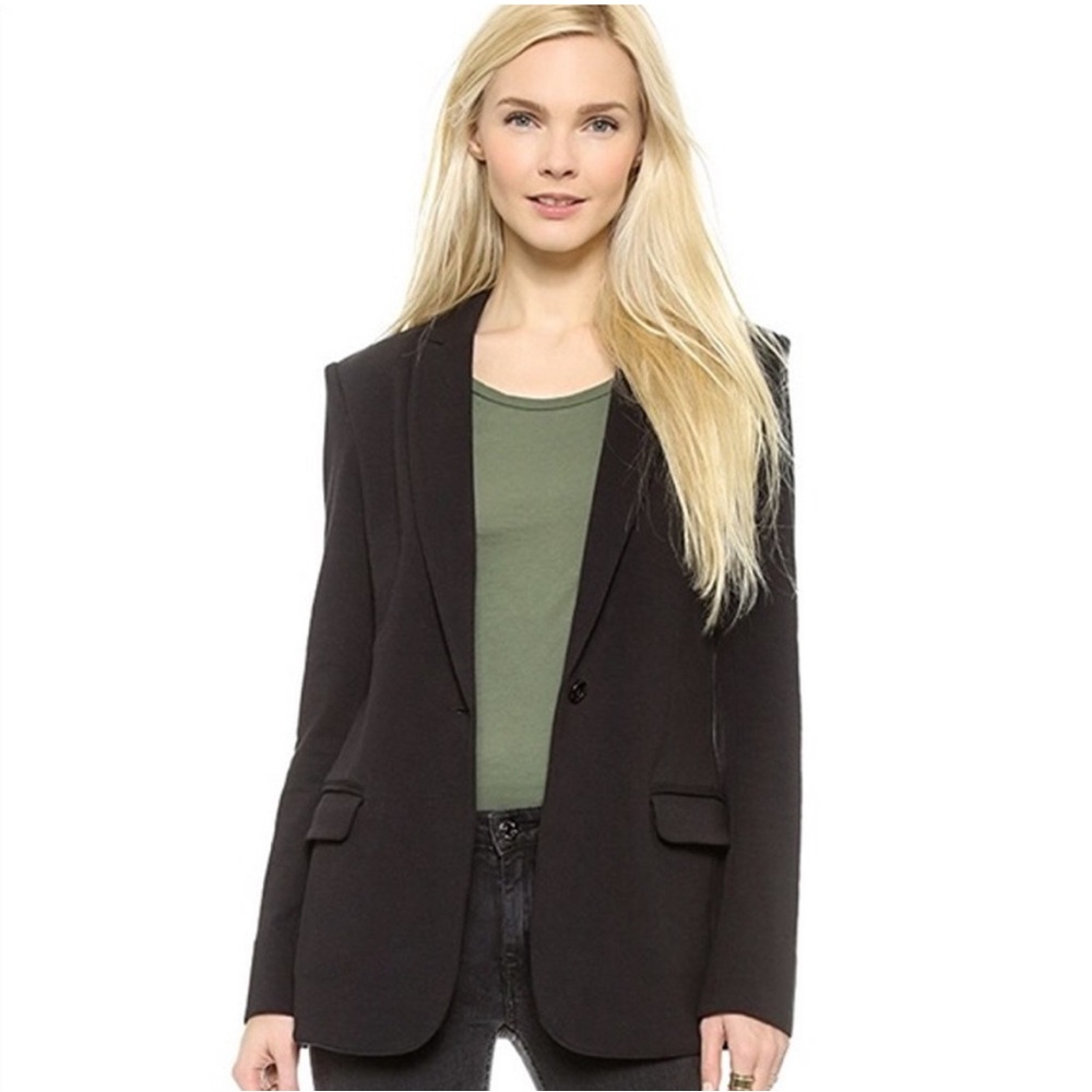NORMA KAMALI Black Tailored Cotton-Blend Blazer Size 4